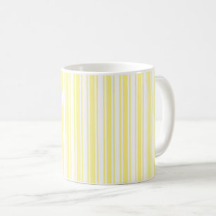 Lemon yellow and white candy stripes coffee mug