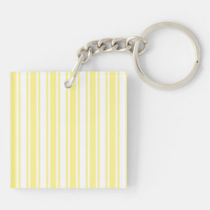 Lemon yellow and white candy stripes keychain