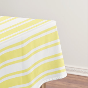 Lemon yellow and white candy stripes tablecloth