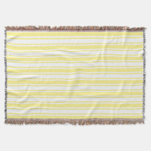 Lemon yellow and white candy stripes throw blanket
