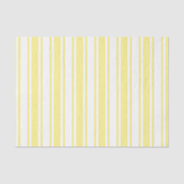 Lemon yellow and white candy stripes tissue paper (Front)