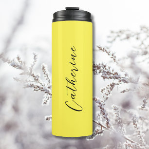 Lemon Yellow Black Elegant Minimal Customized Thermal Tumbler