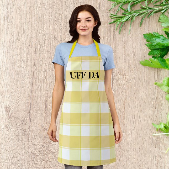 Lemon Yellow Check Farmhouse Uff Da  Apron (Creator Uploaded)