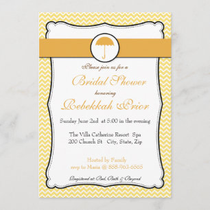 Lemon  Yellow Chevron Bridal Shower Invite