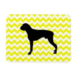 Lemon Yellow Chevron With Boxer Silhouette Magnet