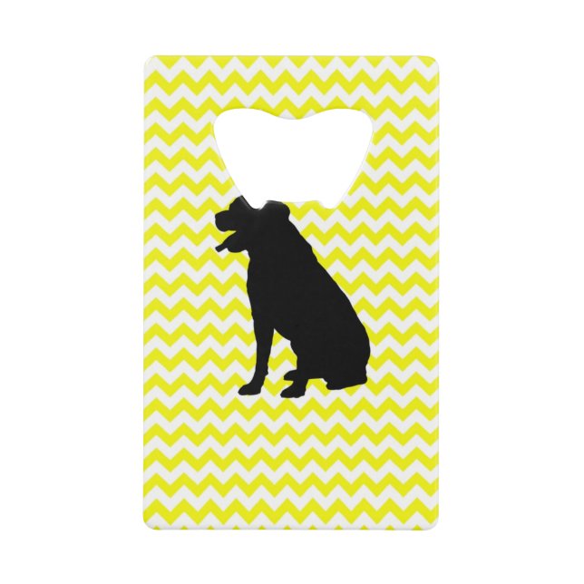 Lemon Yellow Chevron With Labrador Retriever Wallet Bottle Opener (Front)
