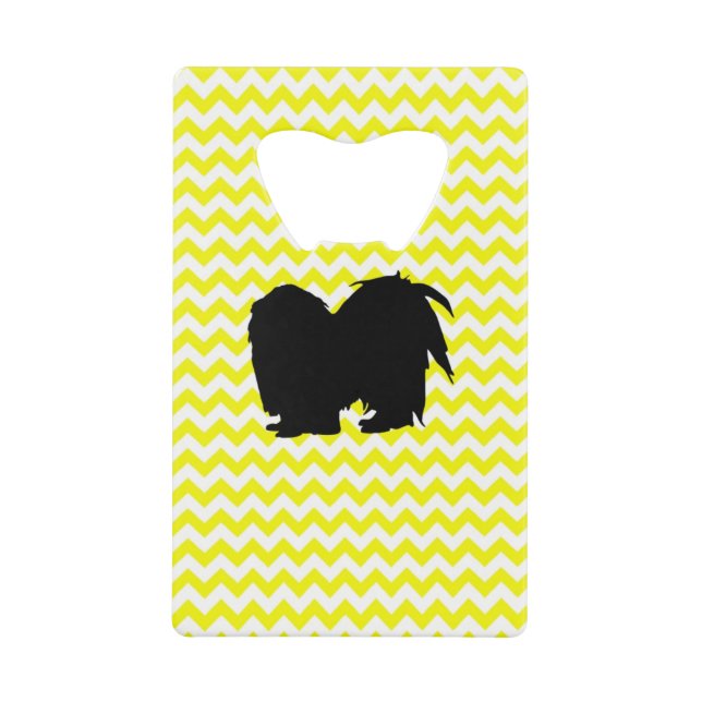 Lemon Yellow Chevron With Shih Tzu Silhouette Wallet Bottle Opener (Front)