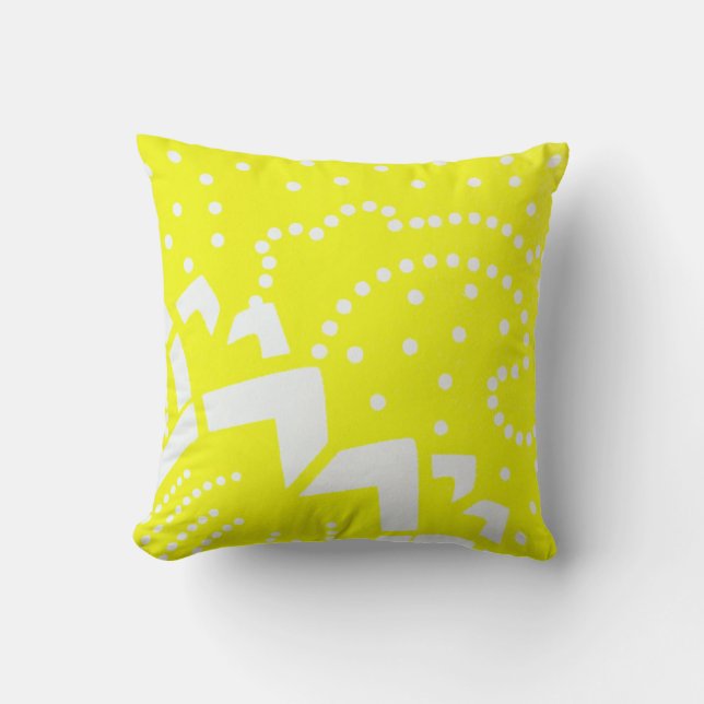 Lemon yellow cirtus graphic dot geometric pattern throw pillow (Front)