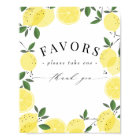 Lemon Yellow Citrus Shower Favours Sign