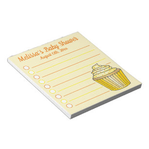 Lemon Yellow Cupcake Sprinkles Baby Bridal Shower Notepad