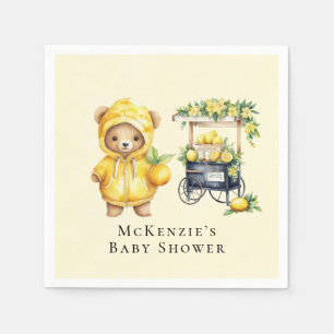 Lemon Yellow Cute Teddy Bear Baby Shower Napkin