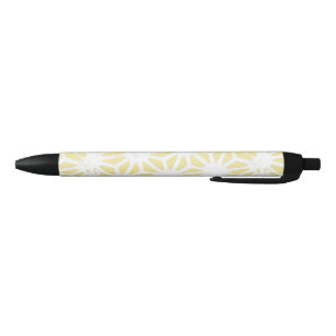 Lemon yellow geometric pattern black ink pen