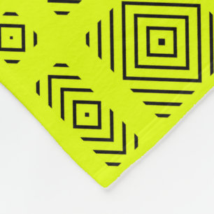 Lemon yellow geometric pattern fleece blanket