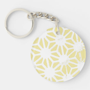 Lemon yellow geometric pattern keychain