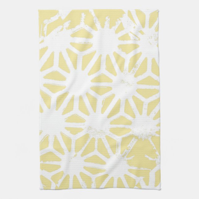 Lemon yellow geometric pattern kitchen towel (Vertical)