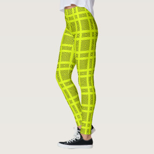 Lemon yellow geometric pattern leggings
