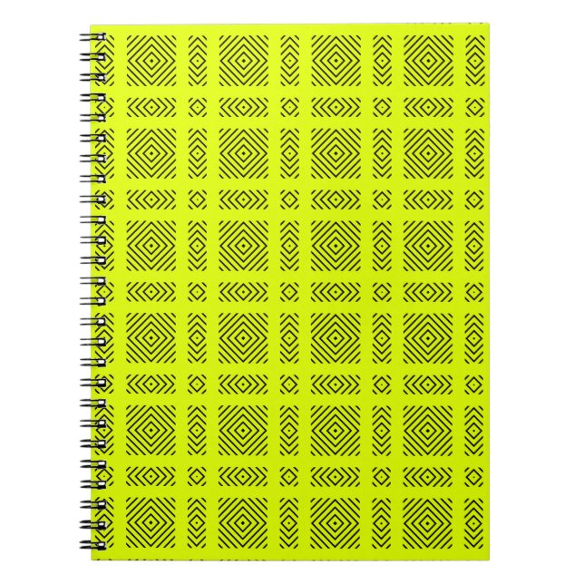 Lemon yellow geometric pattern notebook (Front)