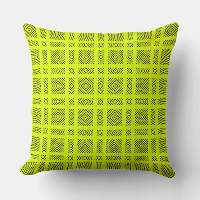Lemon yellow geometric pattern throw pillow (Front)