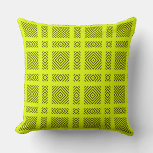 Lemon yellow geometric pattern throw pillow