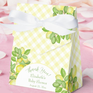 Lemon Yellow Gingham Baby Shower Favour Boxes