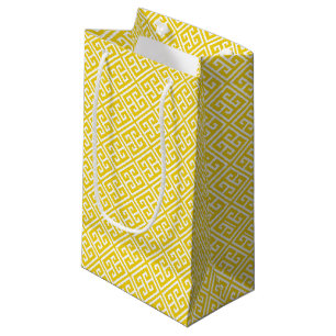 Lemon Yellow Greek Key Pattern Small Gift Bag