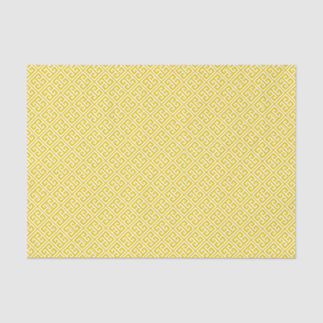 Lemon Yellow Greek Key Pattern Tissue Paper (Front)