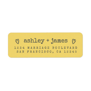 Lemon Yellow Heart Couple Return Address