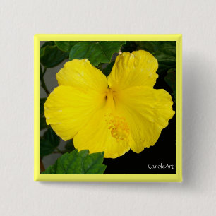 Lemon Yellow Hibiscus 2 Inch Square Button