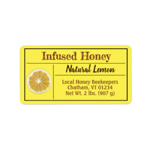 Lemon Yellow Infused Honey Product Label