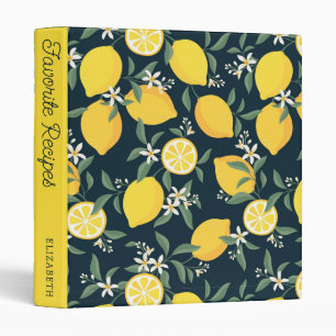 Lemon Yellow Leaf Pattern Favourite Recipes Binder
