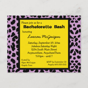 Lemon Yellow Leopard Print Party Invitation