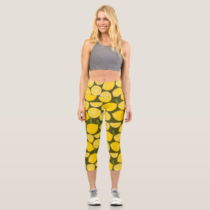 Lemon Yellow Modern Fun Cute Capri Leggings