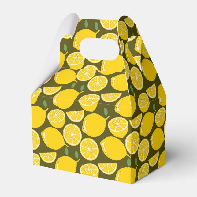 Lemon Yellow Modern Fun Cute Favor Box (Front Side)