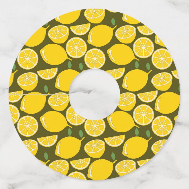 Lemon Yellow Modern Fun Cute Wine Glass Tag (Front)