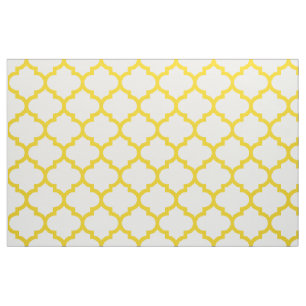 Lemon Yellow Moroccan Trellis Pattern Fabric
