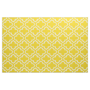 Lemon Yellow Moroccan Trellis Pattern Fabric 02