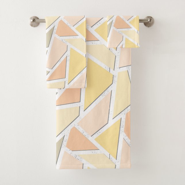 Lemon yellow mosaic pattern bath towel set (Insitu)