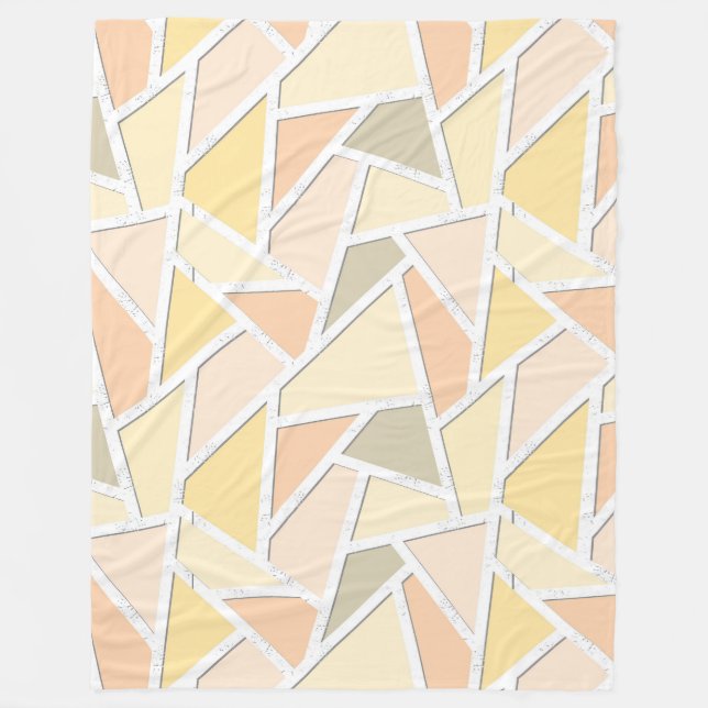 Lemon yellow mosaic pattern fleece blanket (Front)