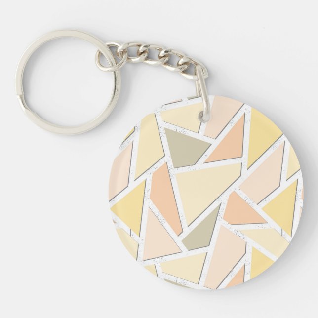 Lemon yellow mosaic pattern keychain (Front)