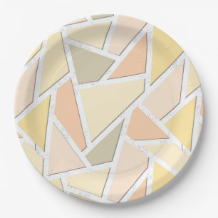 Lemon yellow mosaic pattern paper plate