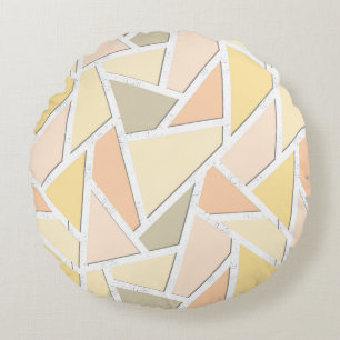 Lemon yellow mosaic pattern round pillow