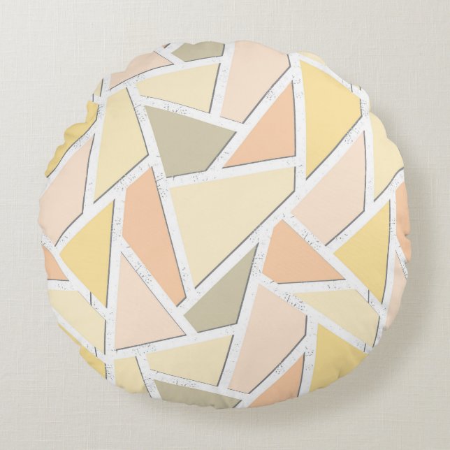 Lemon yellow mosaic pattern round pillow (Front)