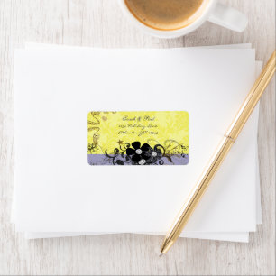 Lemon Yellow Musical & Lilac Floral Return Address Label