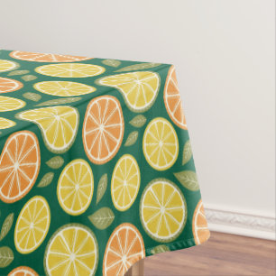 Lemon yellow orange Pattern green Tablecloth