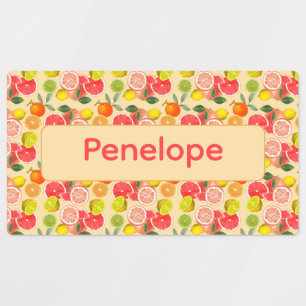 Lemon yellow pattern Labels with name