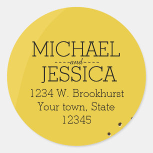 Lemon Yellow Personalized name and address Classic Round Sticker
