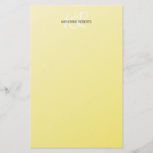 Lemon Yellow Personalized Stationery Paper (Front)