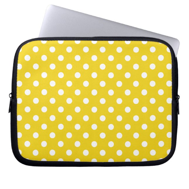 Lemon Yellow Polka Dot Pattern Laptop Sleeve (Front)
