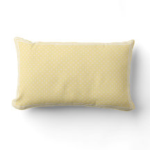 Lemon Yellow Polka Dots and Stripes Lumbar Pillow