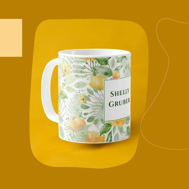 Lemon Yellow Rose Wallpaper Print Coffee Mug (Creator Uploaded)
